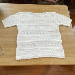 White crochet Short Sleeve top